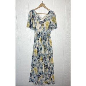 NWOT GAL MEETS GLAM Kiki Leaf Print Chiffon Maxi Dress size 00